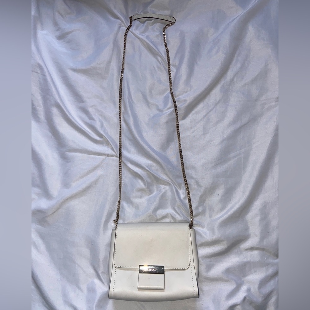 Gerard Darel Lipp Paris 6 Clutch Purse Handbag Chain Leather White Cream Rare
